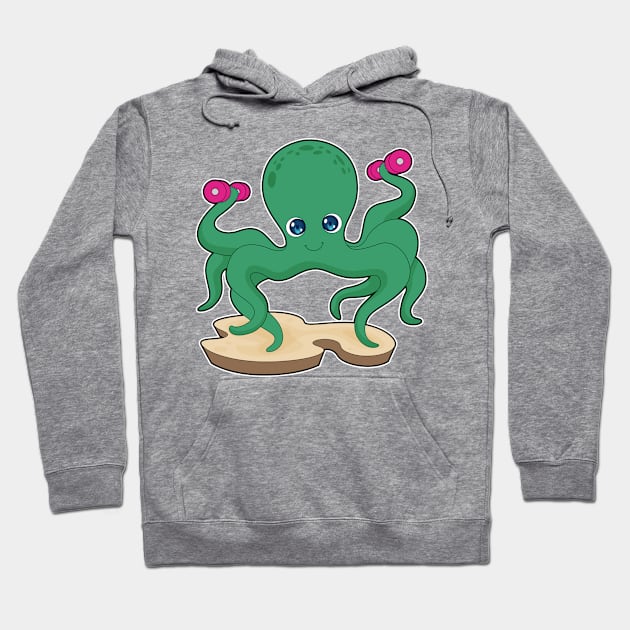 Octopus Strength training Dumbbells Hoodie by Markus Schnabel